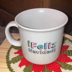 Festive Feliz Navidad Coffee Mug - White With Multicolored Letters